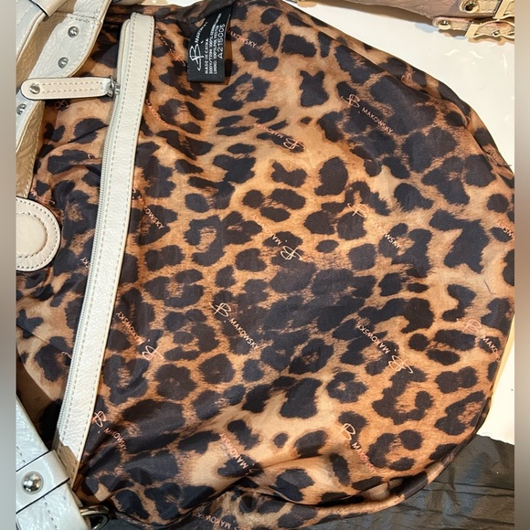 B Makowsky Gray Genuine Leather Studded Hobo Shoulder Bag Tote Purse - Picture 10 of 12